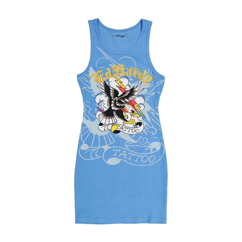 New NWT Ed hardy 77 EAGLE RIB TANK DRESS